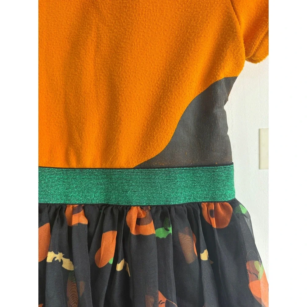 Squishmallows Girls Halloween Pumpkin Costume Dress Hood kidcore Orange Black L